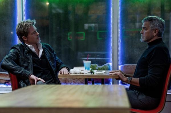 Cloo<em></em>ney and Pitt in a scene from 